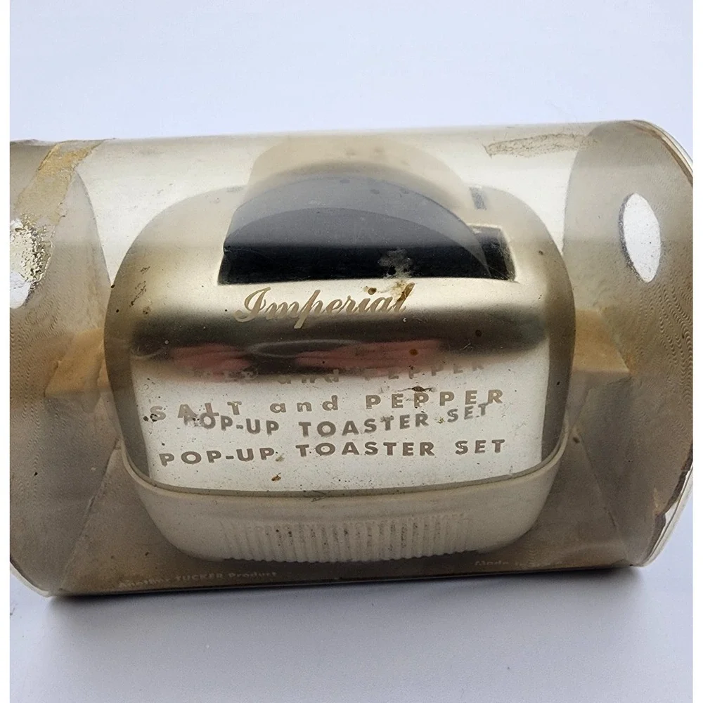 Vtg Imperial Pop Up Toaster Salt & Pepper‎ Set Made in USA 1950's-60's In Case